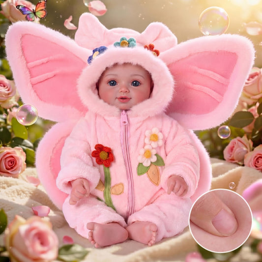 BABESIDE Reborn Baby Dolls Girls - 17 Inch Cute Soft Vinyl Realistic Baby Doll Poseable with Blue Eyes and Fairy Outfit Real Life Baby Dolls with Complete Accessories for 3+ Years Old Gifts