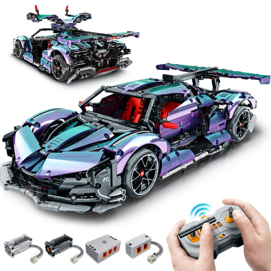Super Plated Sports Car Building Kits, Adult Collectible Model and Race Engineering Toy Set, 1:10 Scale Electric Driftable Remote Control Sports Car for Adults Men Teens