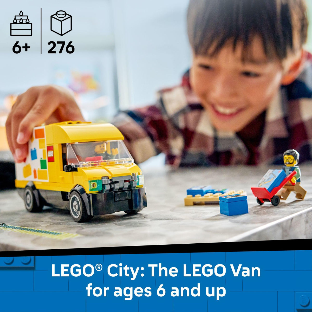 LEGO City: The Van Building Toy for Kids - Pretend Play Set for Boys & Girls, Ages 6+ - Delivery Van Toy W/2 Minifigures & 4 Mini Box Elements - Gift Idea for Birthdays - 60500