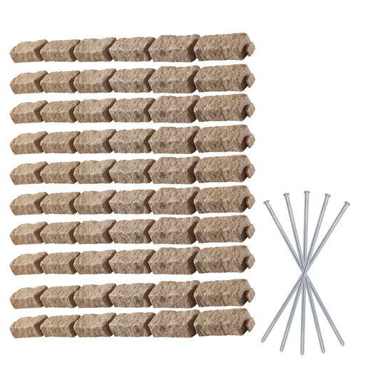 Beuta Landscape Edging | Garden Edging Border | Faux Stone Bricks for Lawn edging, Flower beds, Pathways & Yard Edging– 10 Packs | Each Section Has 6 Bricks 48"L x 4"W x 2.25"H | 30 Spikes |Sandstone