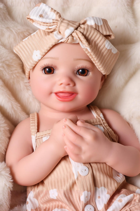 BABESIDE Reborn Baby Dolls Silicone Full Body - 16 Inch Silicone Baby Doll, Realistic Baby Doll Girl with Lifelike Details, Soft Full Body Gift for Girls Ages 3+