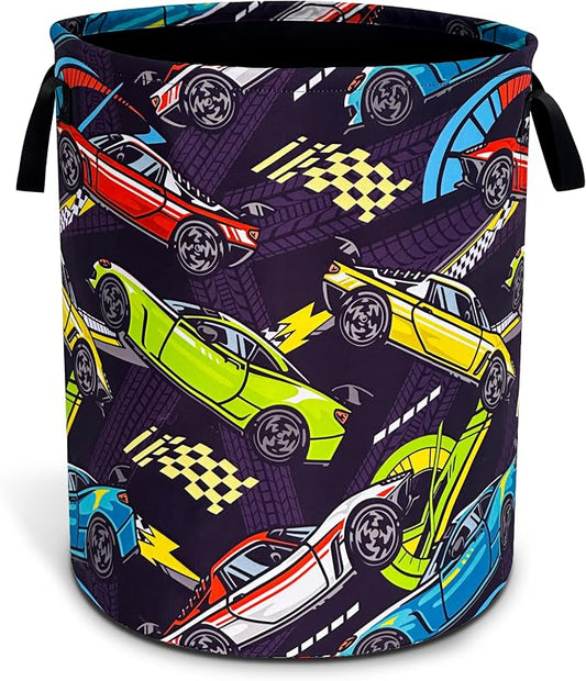 Racing Car Laundry Basket Funny Oxford Cloth Laundry Hamper With Handle Foldable Portable Clothes Storage Basket 18.9 X 16.5 In Storage Bag For Laundry Room/Bathroom/Bedroom/Dormitories