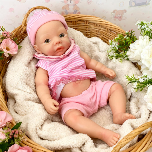 Yokyyi Full Platinum Silicone Baby Doll-11 Inch Alive Full Silicone Reborn Baby Dolls Silicone Full Body Girl for Christmas Educational Toy