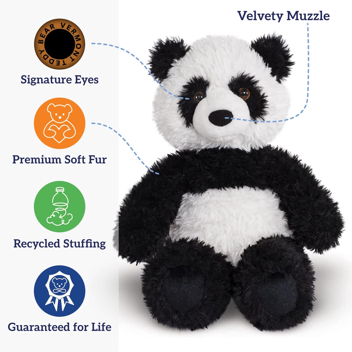Vermont Teddy Bear 18 Inch Panda Stuffed Animal | Soft Panda Plushie | Cute Panda Plush Toy Gift | Perfect Easter Panda Bear Stuffed Animal | Cuddly Plush Toys for Kids and Adults