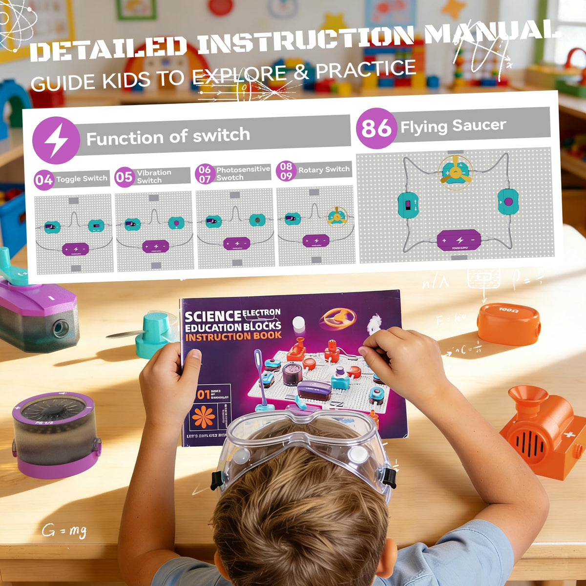 POPDOLL Science Kits for Kids, Electronics Exploration Kit for Kids, 450+ Projects, 45 Parts Circuit Kit, Educational STEM Toys Christmas Birthday Gift for Kids Boys Girls Ages 5 6 7 8 9 10 11 12