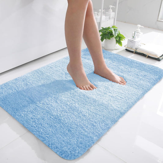 OLANLY Bathroom Rugs - Extra Soft Microfiber Mat, Quick-Dry & Machine Washable, 36x24, Sky Blue