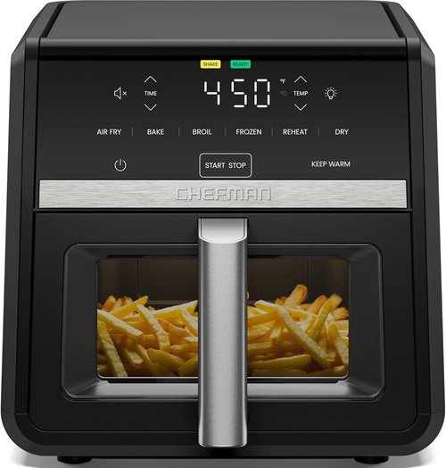 Chefman Air Fryer 9 Qt - TurboFry 7-in-1 High-Powered Cooking at 450°F for Crispy Results | XL Basket with Viewing Window