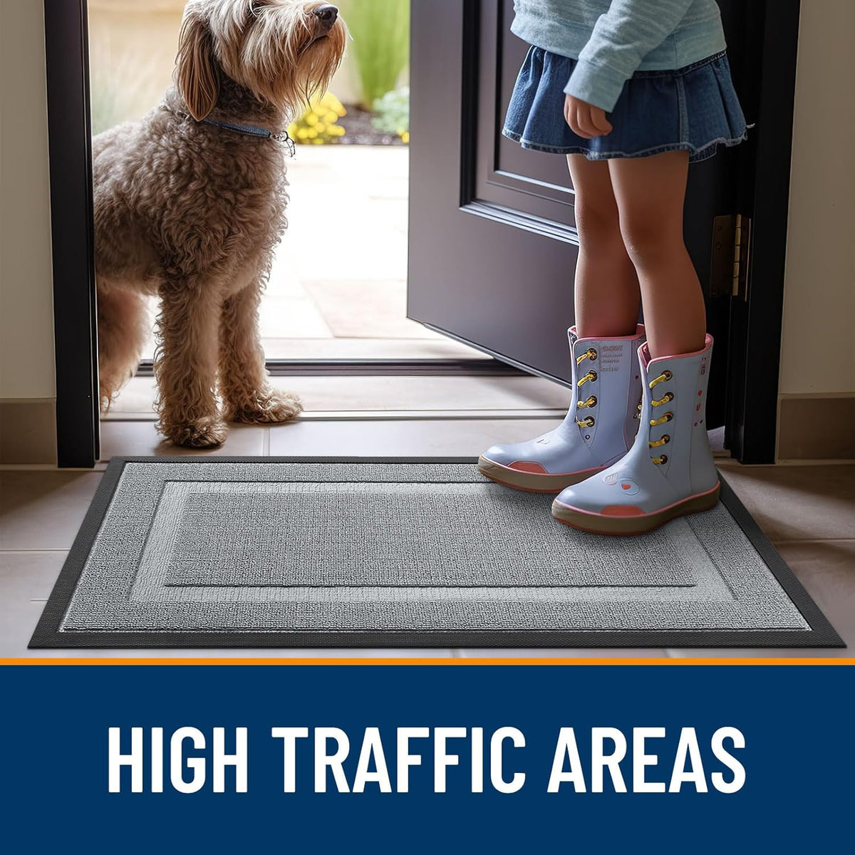 OLANLY Indoor Outdoor Doormat - Waterproof All-Season Entrance Mat, Easy Clean, 29.5x17, Ash Gray