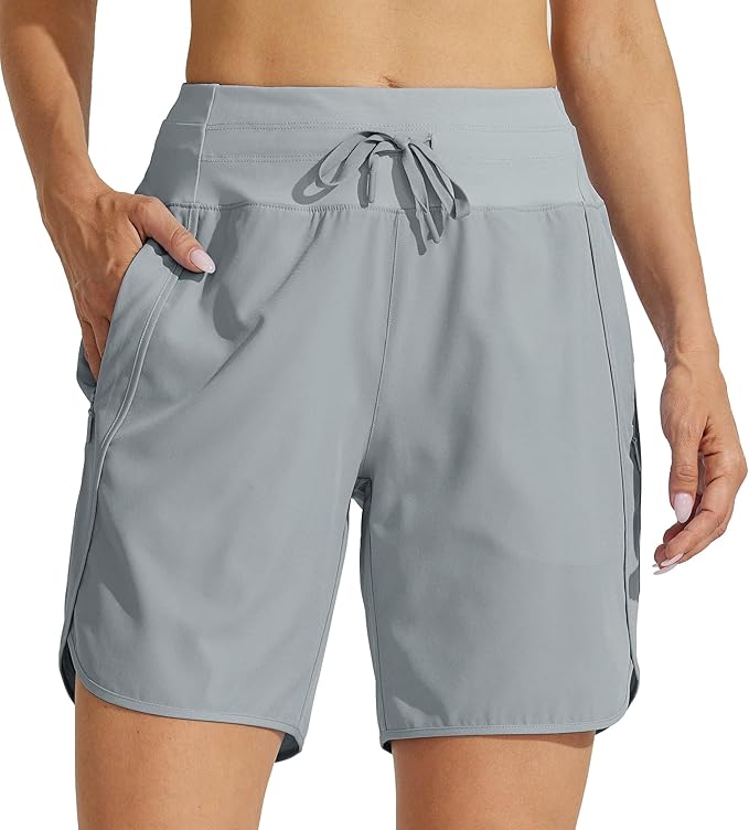 Willit Women's 7" Athletic Running Shorts Long Workout Hiking Shorts Quick Dry High Waisted Active Zipper Pocket(XX-Large)