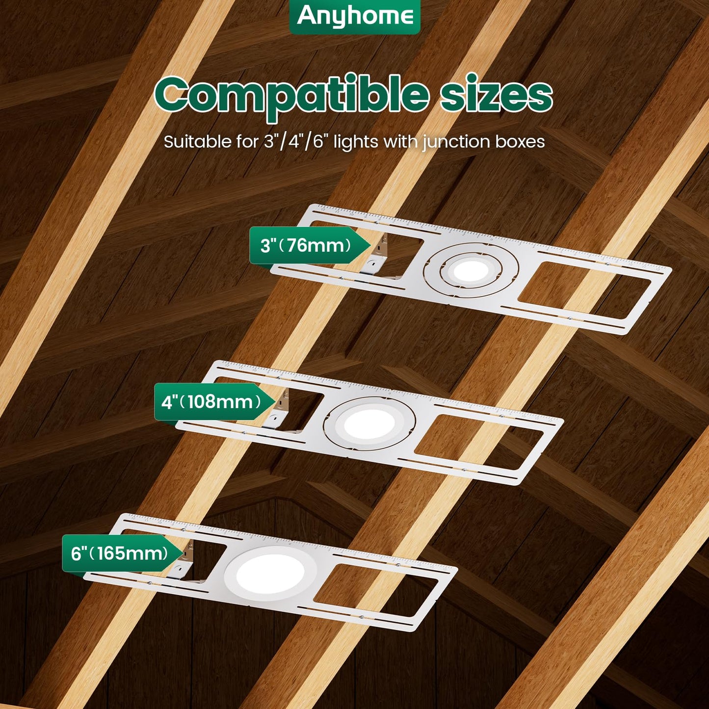 24 Pack New Construction Mounting Plate Round Hole 3" 4" 6" Galvanized Flat Steel Rough-in Fixture Wafer Light Bracket Led Recessed with Screw Accessories