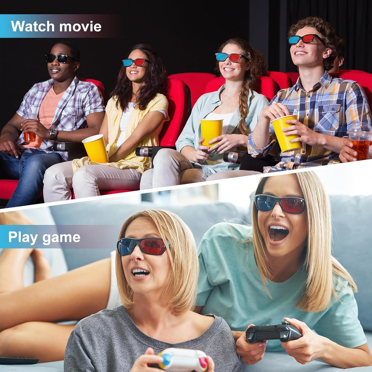 10pcs 3D 3D 5.7 Inch MECCANIXITY Red Blue Viewing Glasses, Plastic Movies Glass for TV Anaglyph Stereoscopic Projection