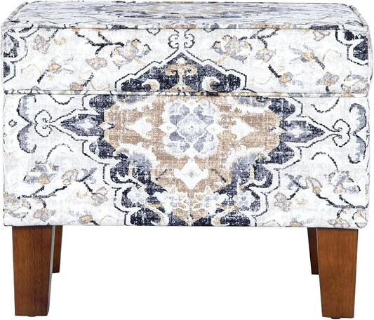 Spatial Order Home Decor | Dinah Collection Modern Storage Ottoman | Ottoman with Storage for Living Room & Bedroom(Antiqued Ebony Cream)