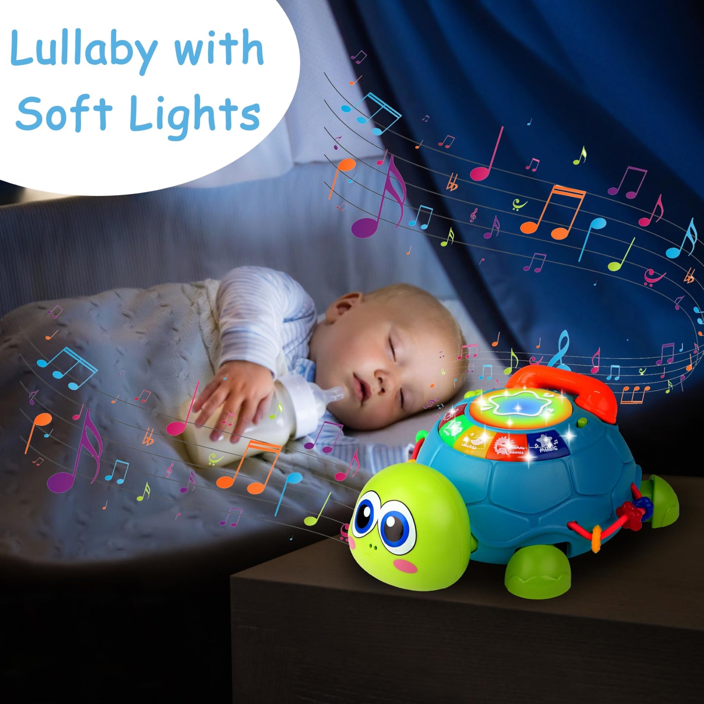 KWYZ Baby Toys 6-12 Months, Musical Turtle Crawling Baby Toys for 12-18 Months, Tummy Time Toys with Light & Sound, Infant Toy 0-3 3-6 6-18M Birthday Gifts for 1 2 Year Old Boy Girl