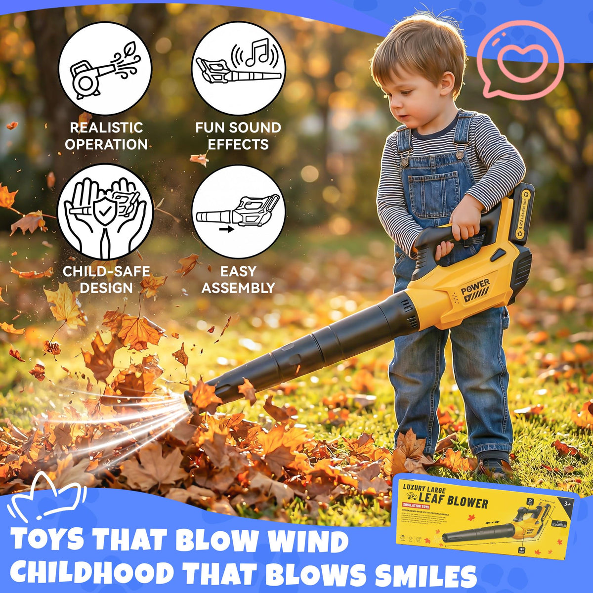 Toy Choi's Toy Leaf Blower for Kids - Kids Leaf Blower that Really Works with Tool Set, Pretend Play Series Educational Outdoor Gardening Kit for Boys & Girls Age 3-5 4-7