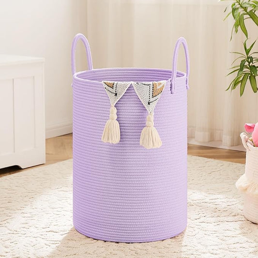 Artfeel Laundry Basket,Woven Cotton Rope Laundry Hamper,40L for Decorative Storage of Dirty Clothes,Toys and Blankets in Bathroom,Baby Room and Living Room