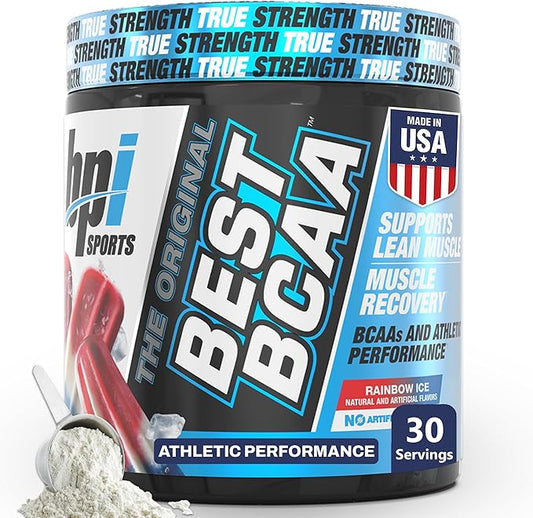 BPI Sports Best BCAA Powder - Muscle Recovery Support - Branched Chain Amino Acids | Building Blocks of Protein and Muscle - Post Workout Recovery ??Hydration ??Rainbow Ice, 30 Servings