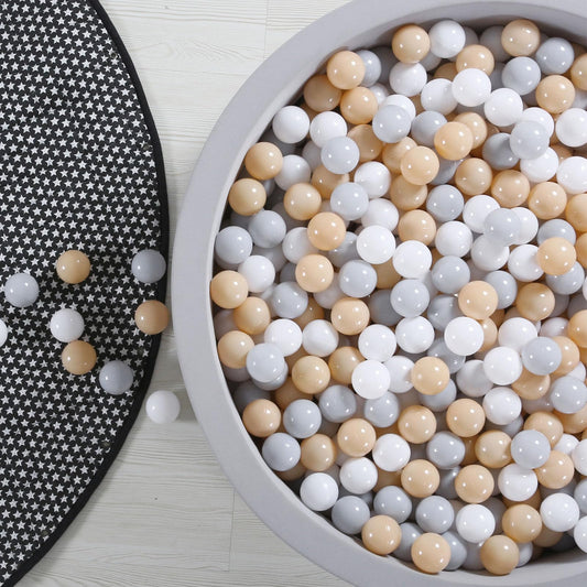 GOGOSO Ball Pit Balls for Toddlers Kids Plastic Balls for Ball-Pit Playpen Pool Baby Play Pastel BPA-Free Non Toxic Play Pastel Crush Proof Bal Beige Light Gray White 200pcs