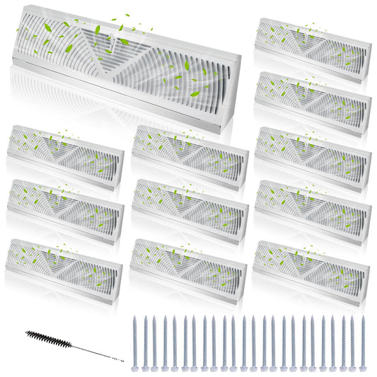 12 Pcs 18 Inch White Baseboard Register(Duct Opening Size), Upgraded Baseboard Air Diffuser for Home Floor Wall Baseboard Vent Covers