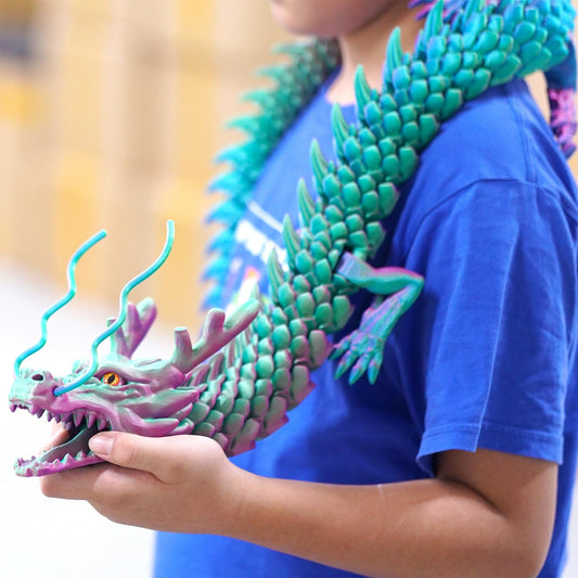 Large 3D Printed Dragon Toys,XXL Animals 47.3 inch Super Long and Big Size lacertid Figurines,Giant 3 D Printer Stuff Dragons Egg,Huge Fidget Action Figures,Cool 3-d Print Gifts (47.3inch-PG)