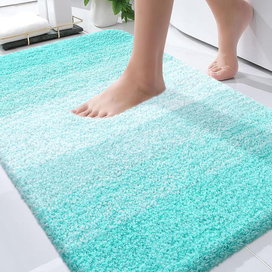 OLANLY Bath Rugs Mat - Extra Soft Microfiber, Quick Dry & Machine Washable | 30x20 Teal Color