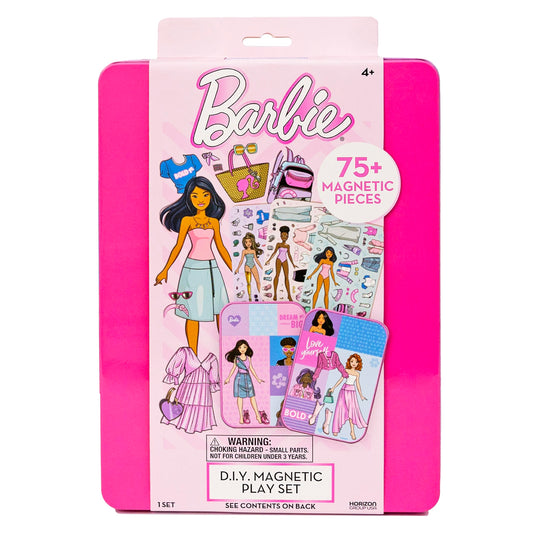 Barbie D.I.Y. Magnetic Play Set, 75 Pieces, 3 Magnetic Dolls, Crafts for Kids Ages 4-8, 4 Year Old Girl Birthday Gifts, Girl Toys, Cute Travel Toy, Fun Airplane Activities, Pretend Play for Girls