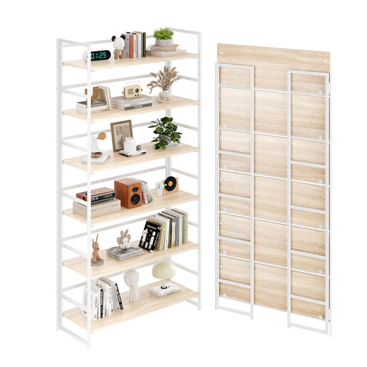 BHG Vintage Multifunctional Folding Bookshelf, No-Assembly Plant Stand Storage Rack Shelves for Home Office