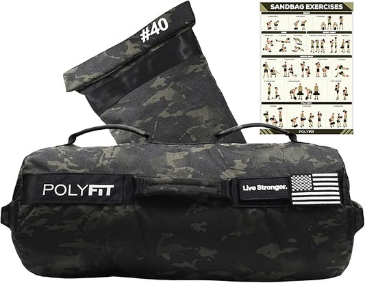 Polyfit Sandbag Pro - Workout Sandbag with Triple Closure Filler Bag and Reinforced Nylon Webbing - Sand Not Included - Multiple Colors & Sizes