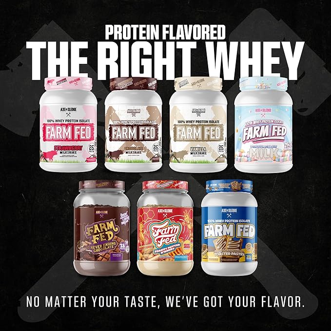 Axe & Sledge Farm Fed 100% Whey Protein Isolate | 25g Protein | Low Carb, Low Sugar, Gluten Free | Protein Powder for Men and Women | Keto | Made in The USA | 28 Servings, Strawberry Milkshake