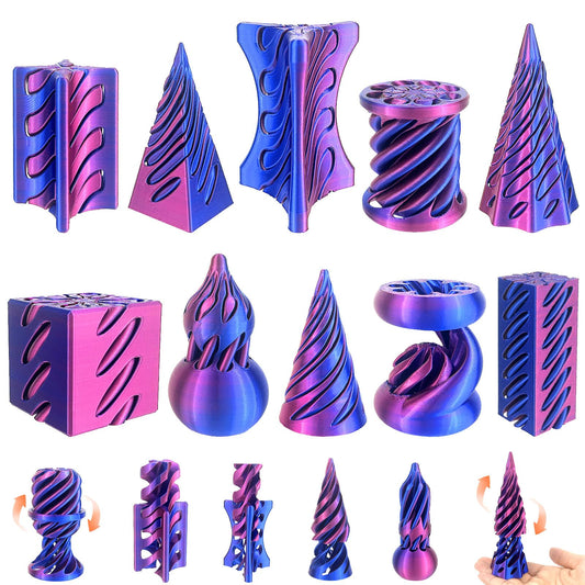 10 Pack 3D Printed Spiral Fidget Toys Set， Impossible Magic Passthrough Stress Relief Toy for Anxiety Relaxing,Cuboid,Cylinder,Cone,Cube,Wave,Whirlwind,Pyramid,Gourd,Triangle,Quadrilateral(LSZ)