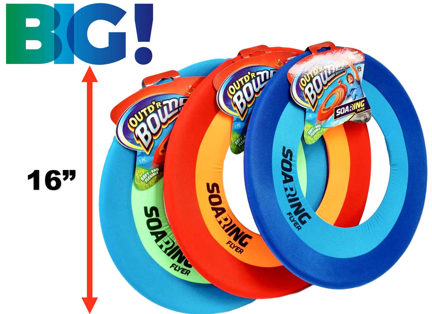 JA-RU 16 Inch Giant Flying Ring Toy (1 Pack) – Soft Flying Disc Toy for Kids, Teens & Family | Pool, Beach & Backyard Games, Outdoor Recess Toys & Party Favors. 5138-1