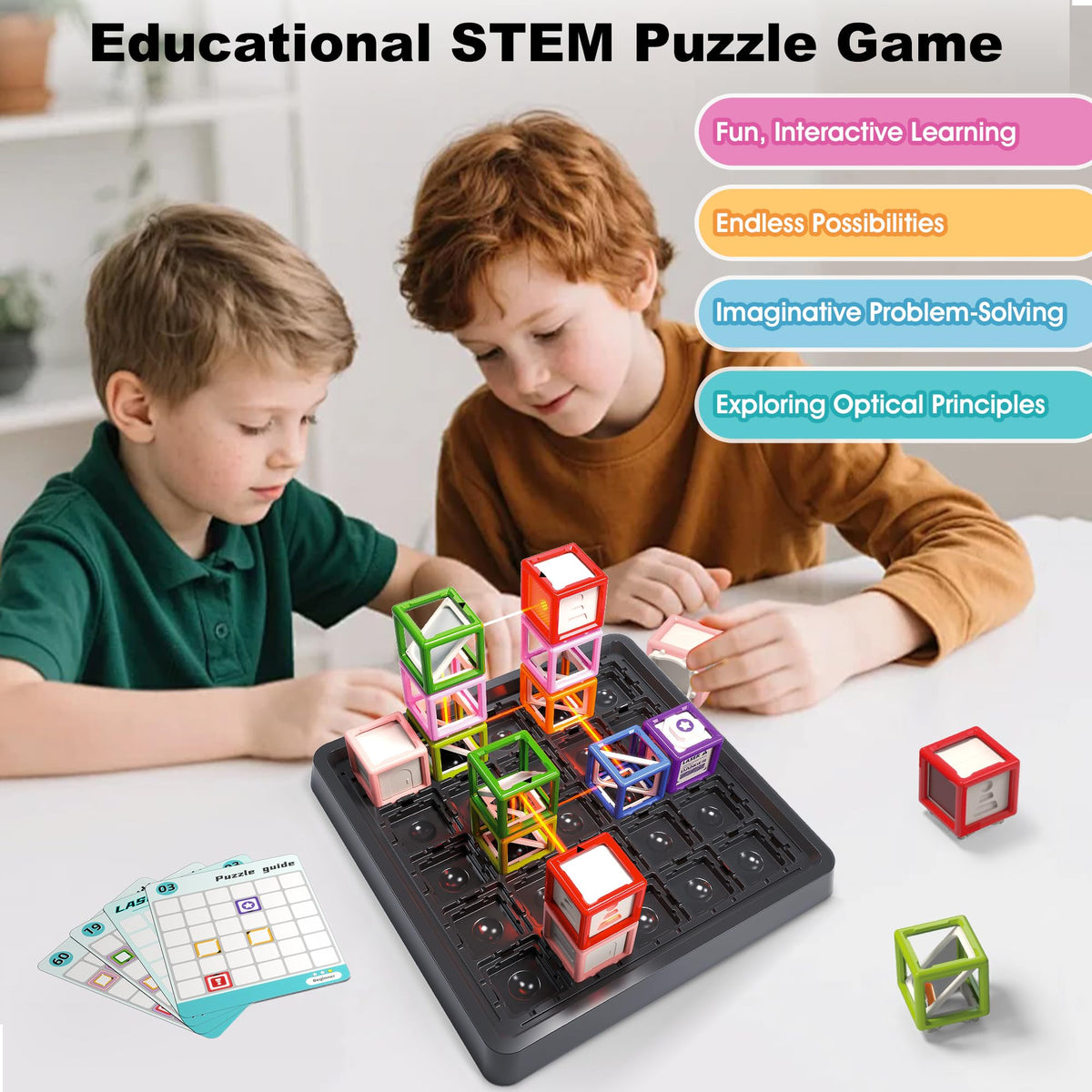 Laser Maze Reasoning Game Stem Toys for Ages 8-12, Puzzle Game with 60+ Challenging STEM Logic Toys, Educational Toy for 8 9 10 11 12 13 14 Year Old Boys, Kids Gift for Christmas/Easter/Birthday