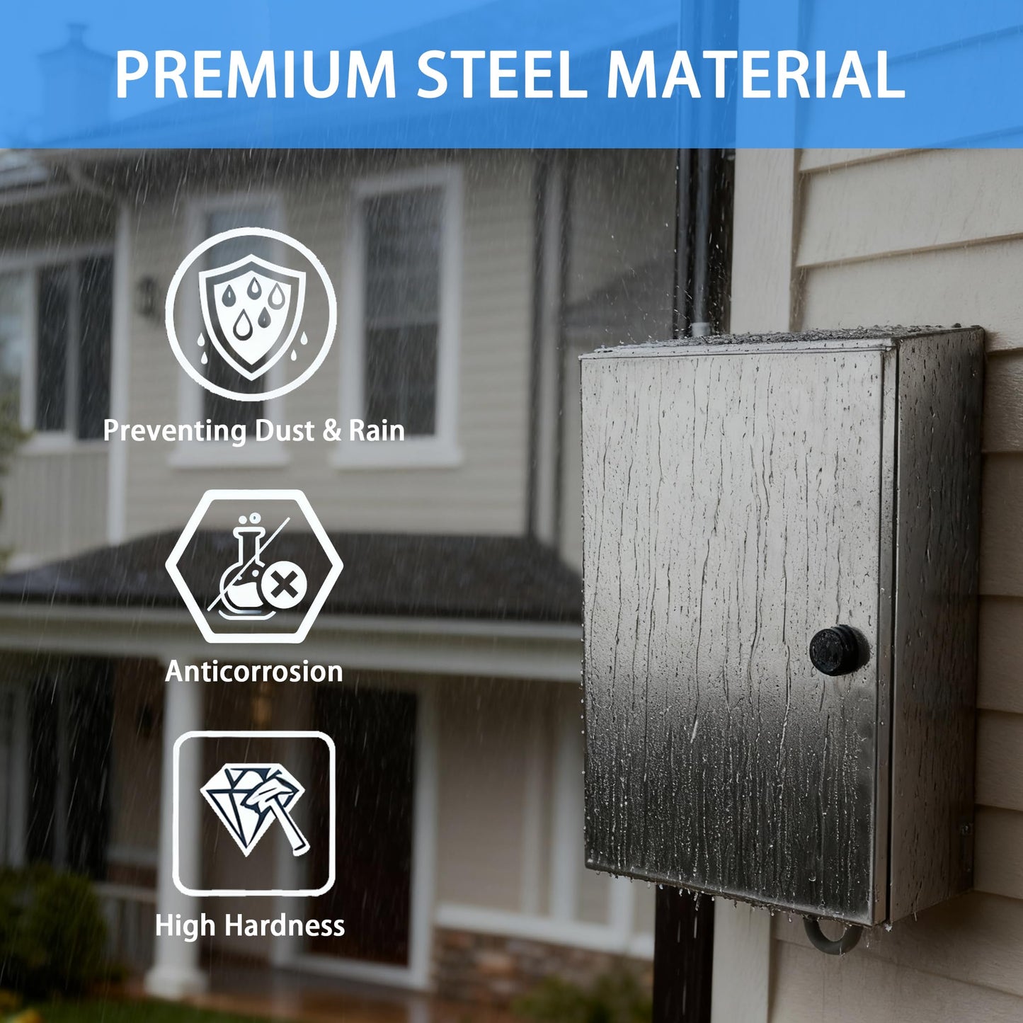 YcXingnon Electrical Enclosure 16x16x8, 304 Stainless Steel Enclosure IP66 Waterproof and Dustproof Metal Electrical Box Indoor and External Wall Hanging