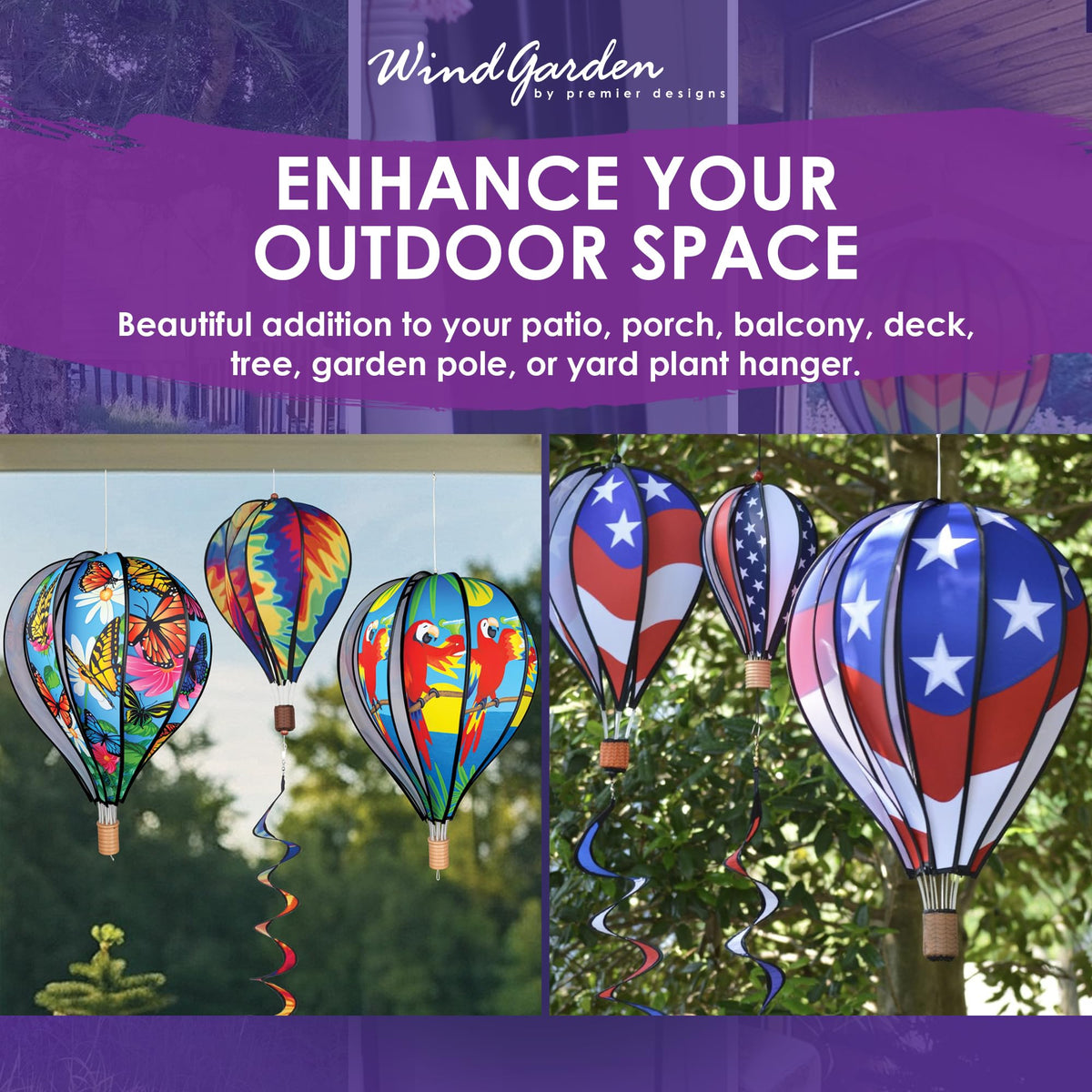 Hot Air Balloon Hanging Garden Spinner 22" - Vibrant Palmetto Design, Weather-Resistant Outdoor Decor, Durable & Lightweight for Patios, Yards, and Gardens - Eye-Catching Wind Spinner