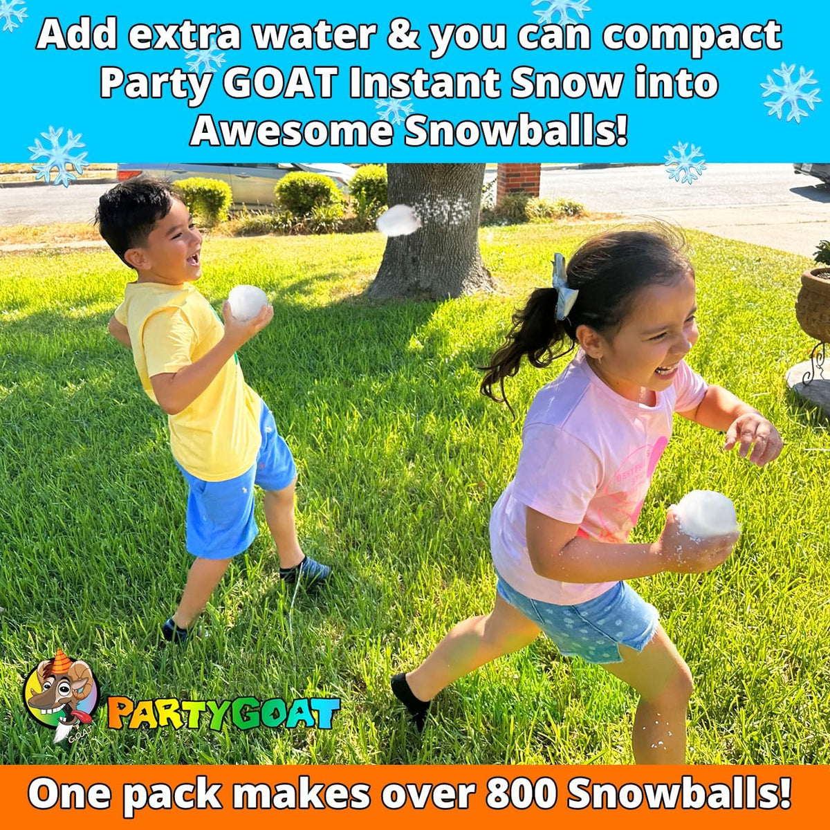 PARTY GOAT Fake Snow Powder - Instant Snow for Outdoor & Indoor Fun | 39oz Makes 15 Gallons