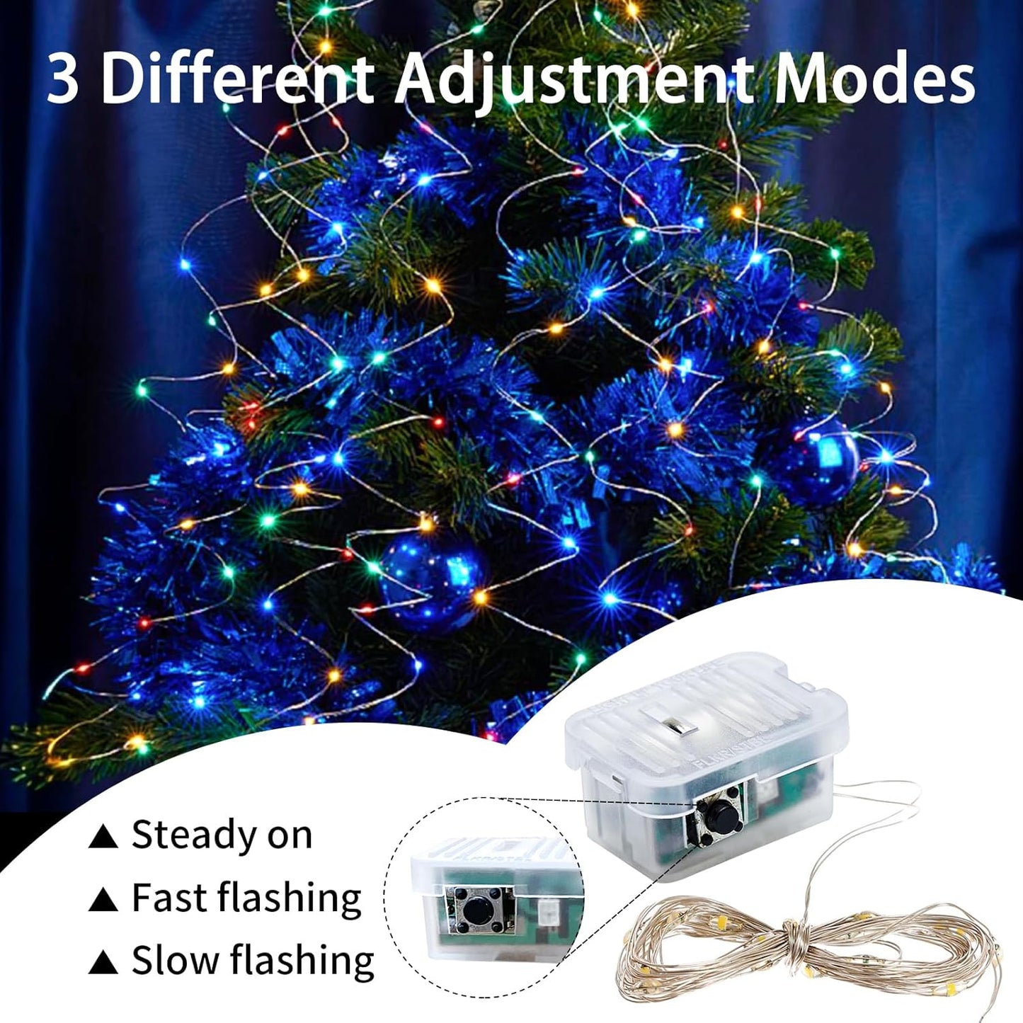 Skiennix 12 Pack Fairy Lights - 7Ft 20 LED Twinkle String Lights | Waterproof & Battery Operated for Parties, Weddings, Christmas & More - Rainbow & Blue