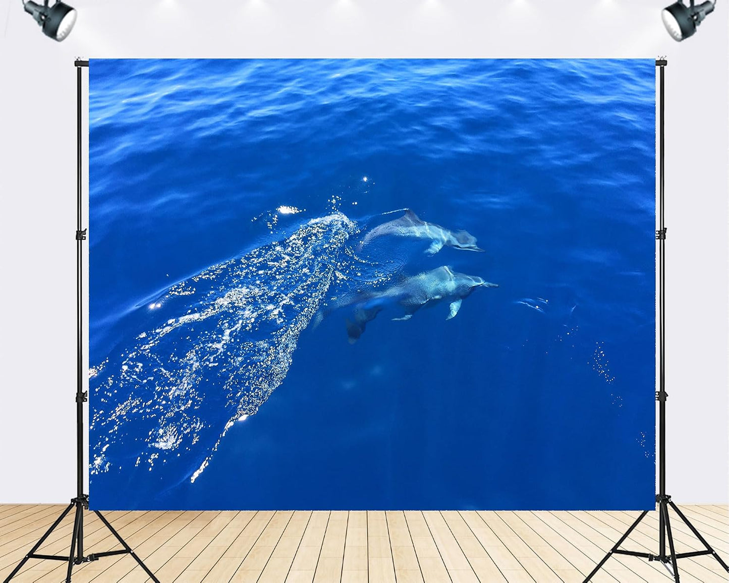 TryKid 6x6ft Deep Ocean Dolphin Blue Wave Backdrop Sparkling Water Marine Life Scene Photography Background Wildlife