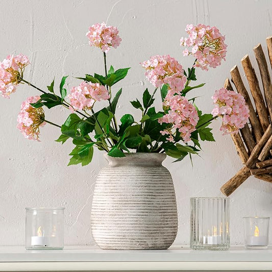 Ceramic Flower Vase, Rustic Farmhouse Decorative Vase Pottery Wide-Mouth Vases for Home Decor Table Entryway Mantel Bookshelf Living Room Bedroom Bathroom Kitchen - 7.48" D