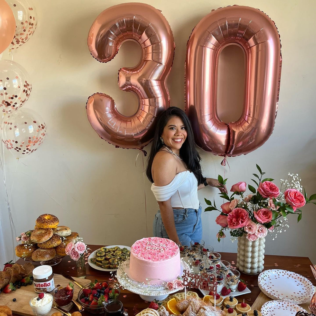 Rose Gold Number Balloons - 40 Inch 0 Balloon for Birthday Decorations | Perfect Party Supplies for All Ages