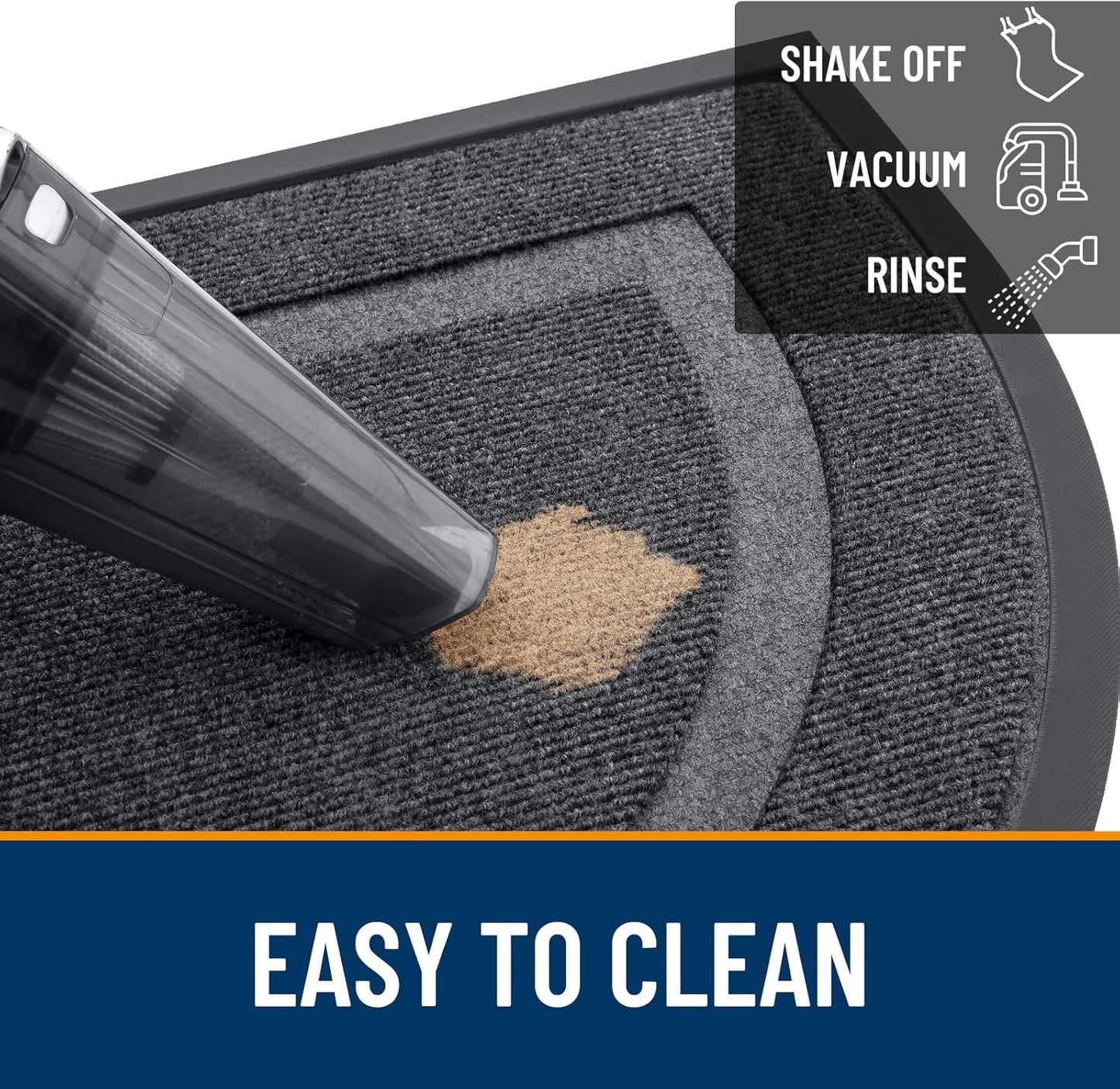 OLANLY Half Circle Door Mat - Waterproof All-Season Welcome Mat | Sturdy Natural Rubber, 59x23, Grey