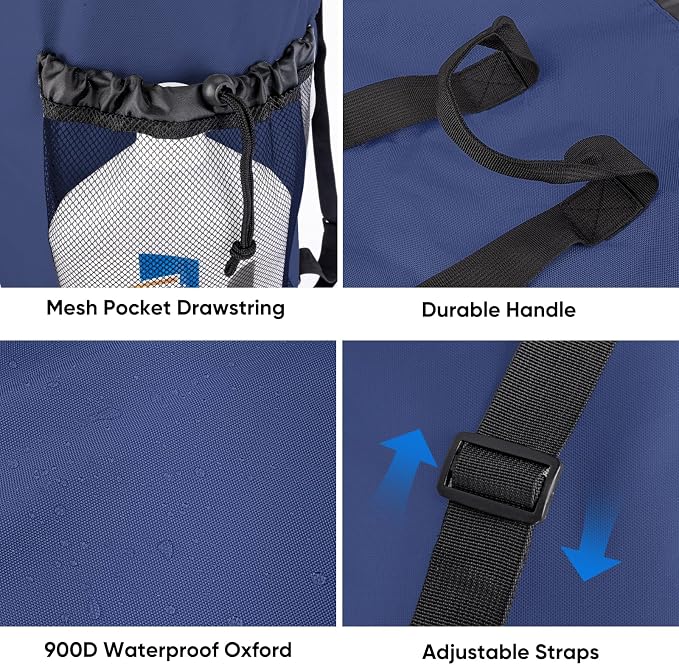 BALEINE 120L Laundry Bag Backpack, 900D Oxford Fabric Large Travel Laundry Bags with Shoulder Straps and 2 Mesh Pockets for College Dorm, Apartment, Laundromat (Navy, 120L)