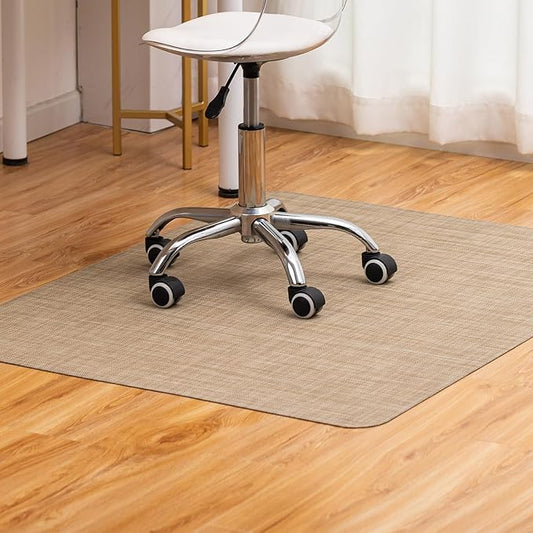 BARoyal Office Chair Mat for Hardwood Floor Under Desk Computer Rolling Chair Mat for Wood/Tile Floor Non-Slip Heavy Duty Desk Rug PVC Plastic Hard Floor Protector 45" x 53"(Linen)