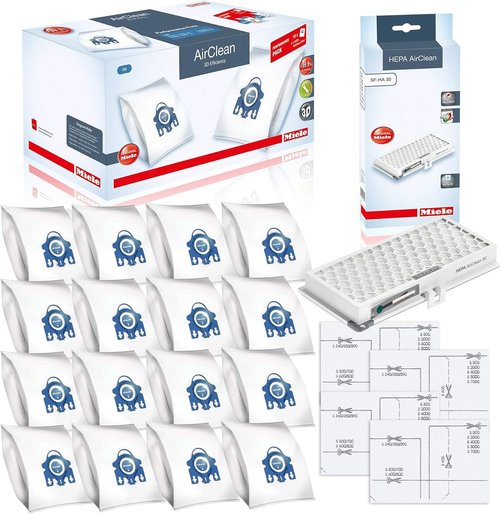 Miele Performance Pack 16 Type GN AirClean - 3D Efficiency Filter Bags & AH30 HEPA Filter Set