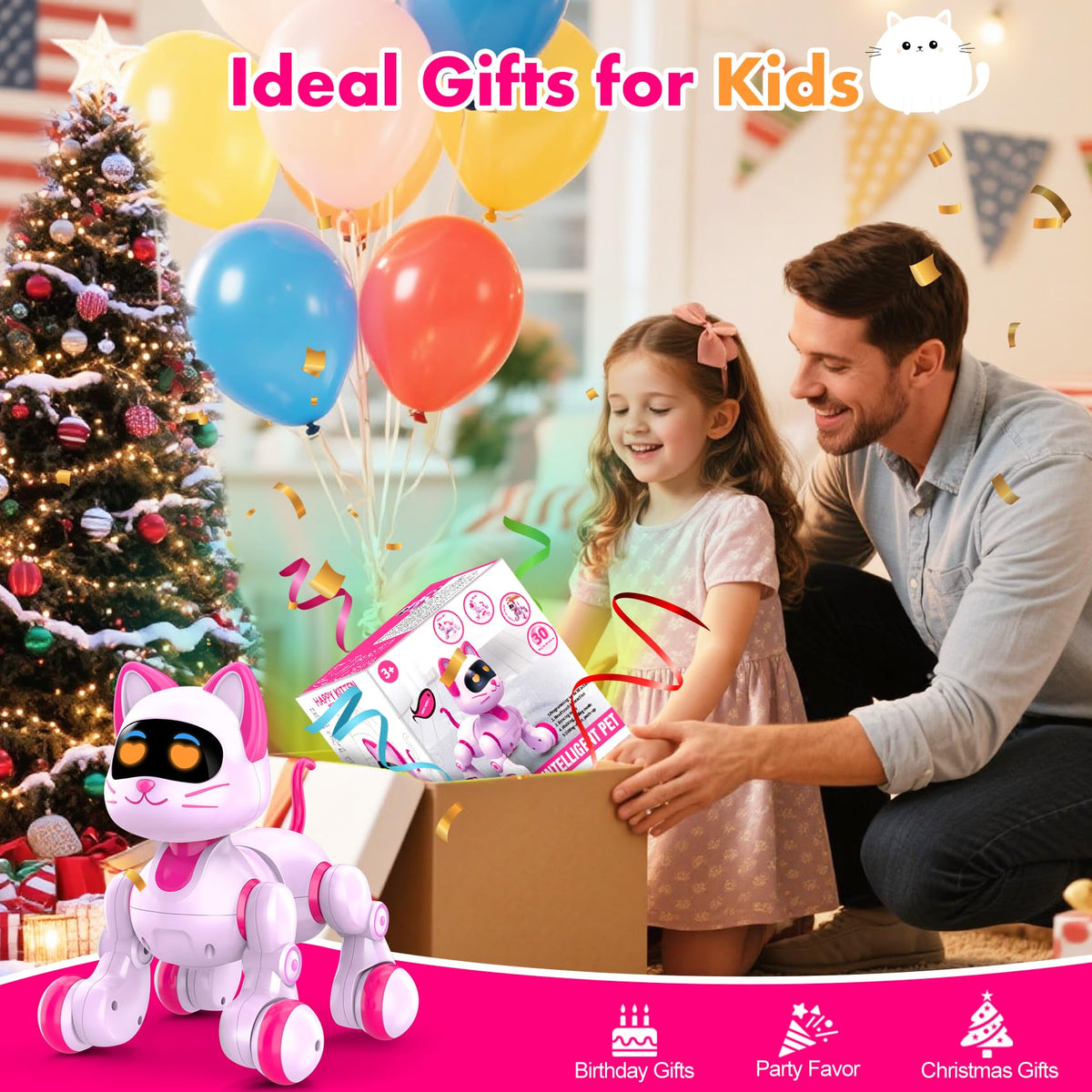 Nicmore Robot Cat Interactive Toys for Girls: Remote Control Pet for Kids Age 4-6 Gifts for 3 4 5 6 7 8 Year Old Gilrs RC Toys with Touch Sensing Gestures Christmas Birthday Gift Ideas