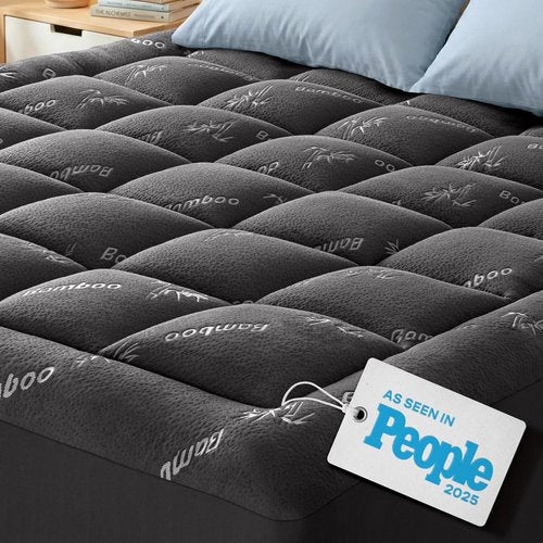 Niagara Ultra Soft Twin XL Mattress Topper - Bamboo Viscose Pillow Top for Back Pain Relief | Naturally Cooling, Fits 6-18" Mattresses, 600GSM, Dark Gray