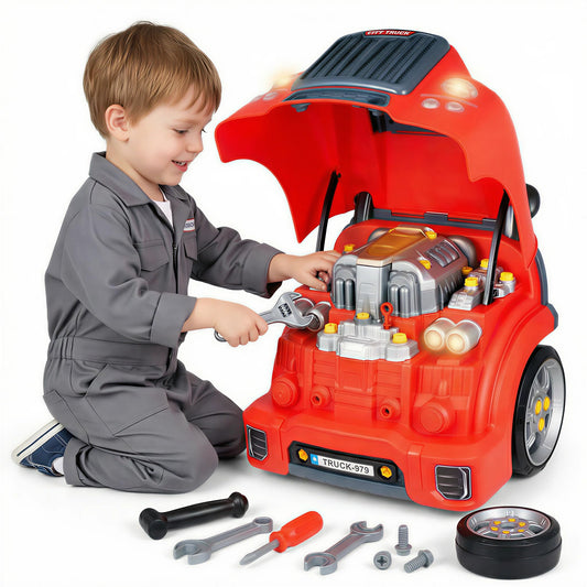 Interactive Truck Engine Toy with Removable Parts - Lights, Sounds, and Fun for Young Mechanics -Unleash their Creativity and Motor Skills with this Truck Engine Toy- Ideal Gift for 3-5-Year-Old Boys