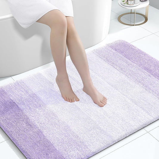 OLANLY Large Bath Rug Mat - Extra Soft Microfiber, Quick Dry & Washable | Light Purple 44x32