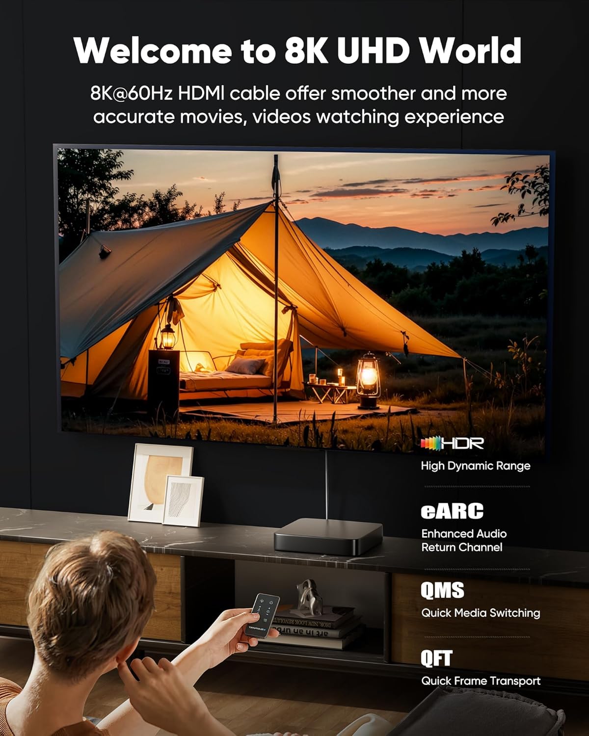 10ft 8K 4K@120Hz 2.1, 48Gbps PS5/4, 8K@60Hz, 2K@240Hz, 144Hz, 2.2 2.3, Capshi HDMI Cable High Speed Cord for TV, Gaming