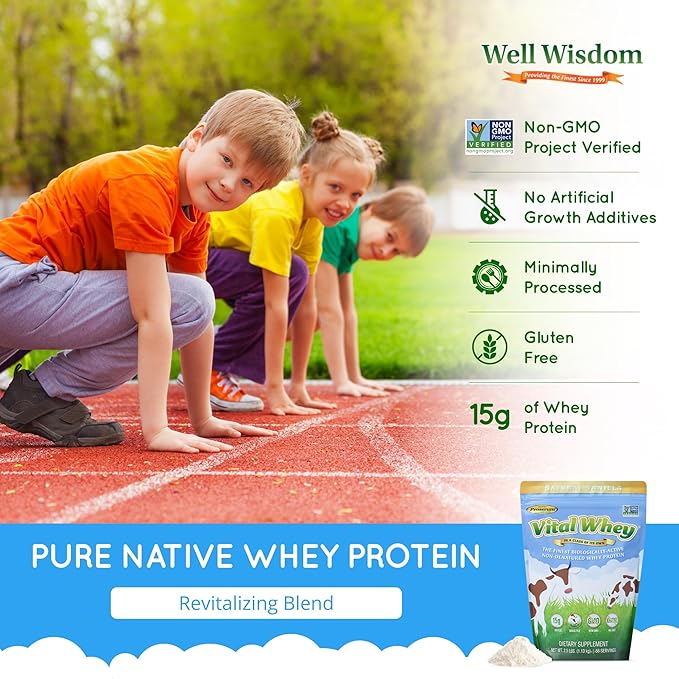 Grass-Fed Whey Protein Powder for Immune Vitality, Natural Cocoa 2.5lbs (56 Servings), 15g Protein Per Serve, Vital Whey, Clean Holistic, Wellness Nutrition