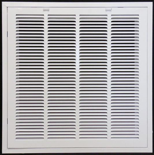 24" X 24 Steel Return Air Filter Grille for 1" Filter - Easy Plastic Tabs for Removable Face/Door - HVAC DUCT COVER - Flat Stamped Face - White [Outer Dimensions: 25.75 X 25.75]