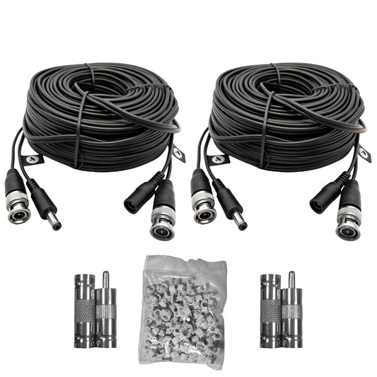 2 Pack 100ft (30M) 4K 4 100 Ultra HD BNC Video Cable Wire, Security Camera Extension Cable, All-in-One Siamese CCTV